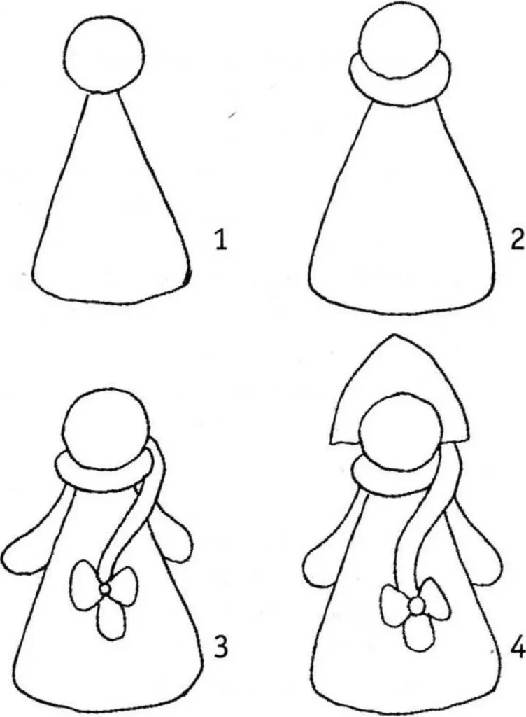Инструкция рисования Снегурочки к Новому году 2025